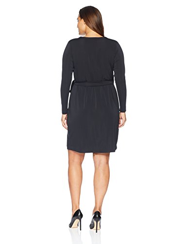 Amazon Brand - Lark & Ro Women's Plus Size Signature Long Sleeve Wrap Dress, Black, 3X