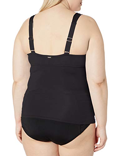 Anne Cole Women's Plus Size Twist Front Underwire Tankini Swim Top, Black, 18W