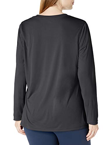 JUST MY SIZE Women's Plus Size Active Long Sleeve Cool Dri V-Neck Tee, Black, 3X