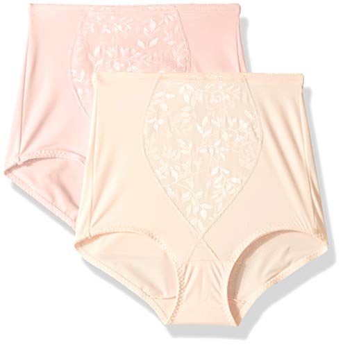 Bali Women's Shapewear Tummy Panel Brief Firm Control 2-Pack, Porcelain/Blushing Pink, 3X Large