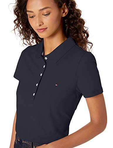 Tommy Hilfiger Women's Short Sleeve Polo (Standard and Plus Size), Navy, Large