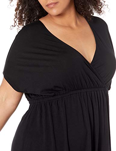 Amazon Essentials Women's Plus Size Surplice Dress, Black, 4X