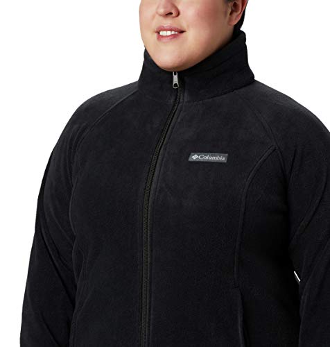 Columbia Women's Plus Size Benton Springs Full Zip Jacket, Soft Fleece with Classic Fit, Black, 2X