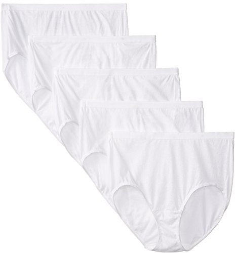 Fruit of the Loom Women's Plus Size "Fit For Me" 5 Pack Original Cotton Brief Panties, White, 9