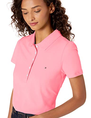 Tommy Hilfiger Women's Short Sleeve Polo (Standard and Plus Size), Peony, Small