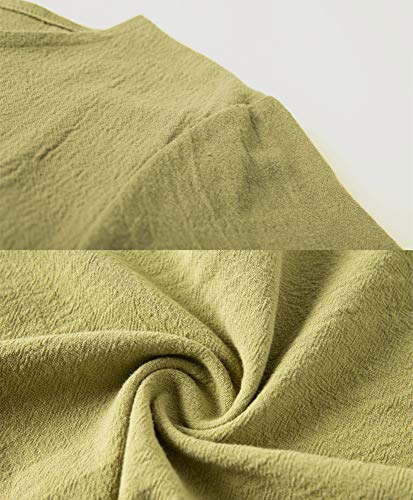 Anysize Linen Cotton Soft Loose Spring Summer Dress Plus Size Clothing F126A,Olive Green,X-Large