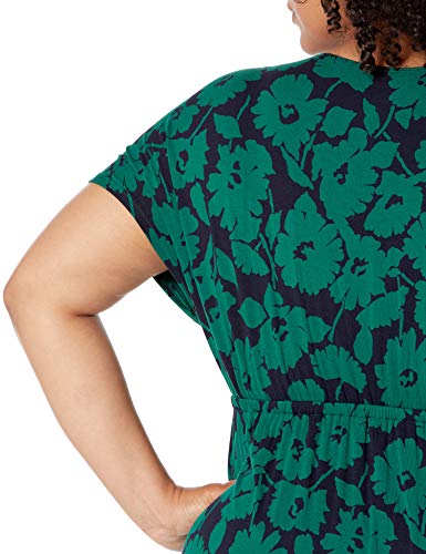 Amazon Essentials Women's Plus-size Plus Size Surplice Maxi Dress Dress, Green Navy Abstract Floral, 3X