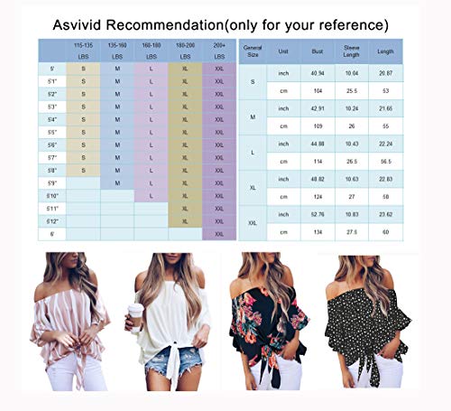 Asvivid Womens Summer Striped Printed Off The Shoulder Tops 3 4 Flared Bell Sleeve Blouses Casual Tie Knot Ladies T-Shirt XXL Pink