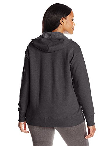Just My Size Women's Plus-Size Full Zip Fleece Hoodie, Ebony, 3XL
