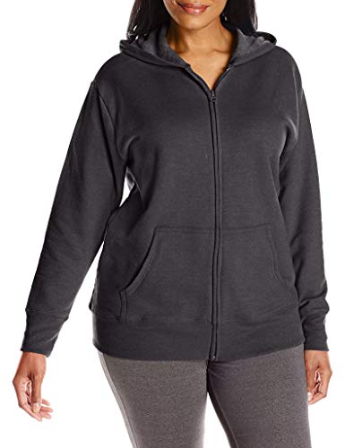 Just My Size Women's Plus-Size Full Zip Fleece Hoodie, Ebony, 3XL